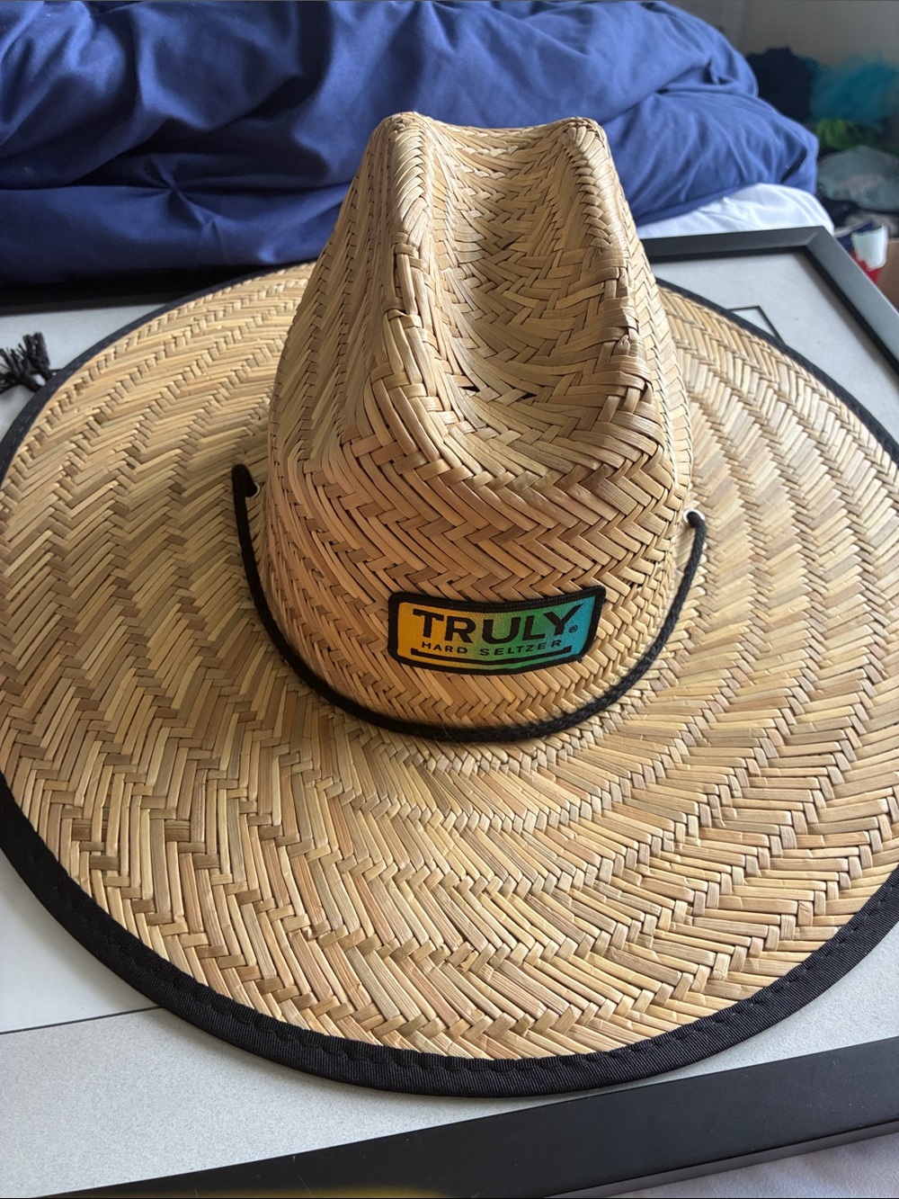Truly Hard Seltzer Straw Hat with Adjustable Strap And Logo, One Size